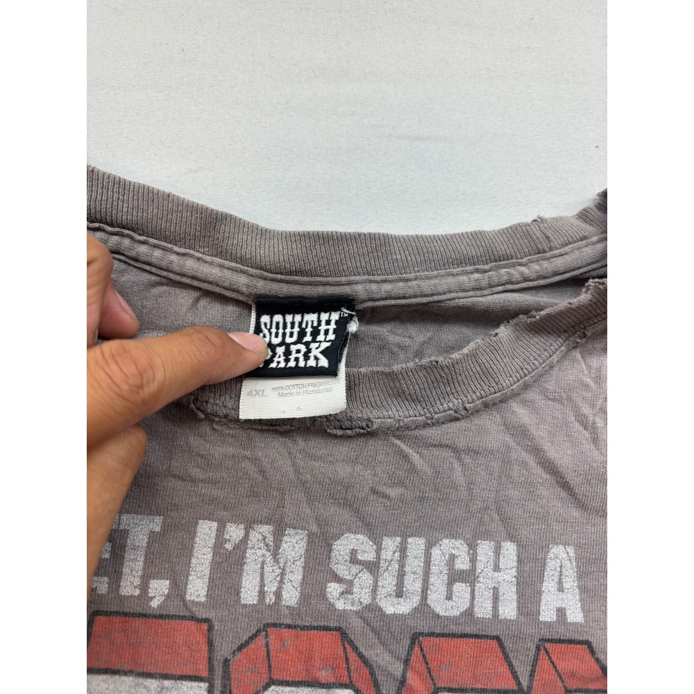 South Park Beefcake Cartman Distressed T-Shirt Grey 4XL Fifth Sun 2010 Thrashed - Picture 3 of 7